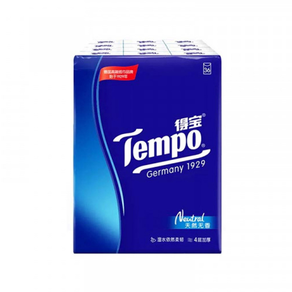 正大(CP)-Tempo得宝手帕纸天然无香经典4层36包 小包便携装手帕纸（新旧包装随机发货）【全国包邮】