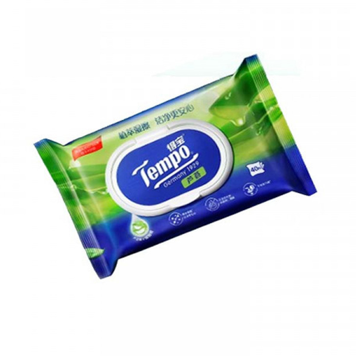 正大(CP)-Tempo得宝湿厕纸 植物呵护敏感肌专用40片包x2包 经期可用抽取式湿厕纸（新旧包装随机发货）【全国包邮】