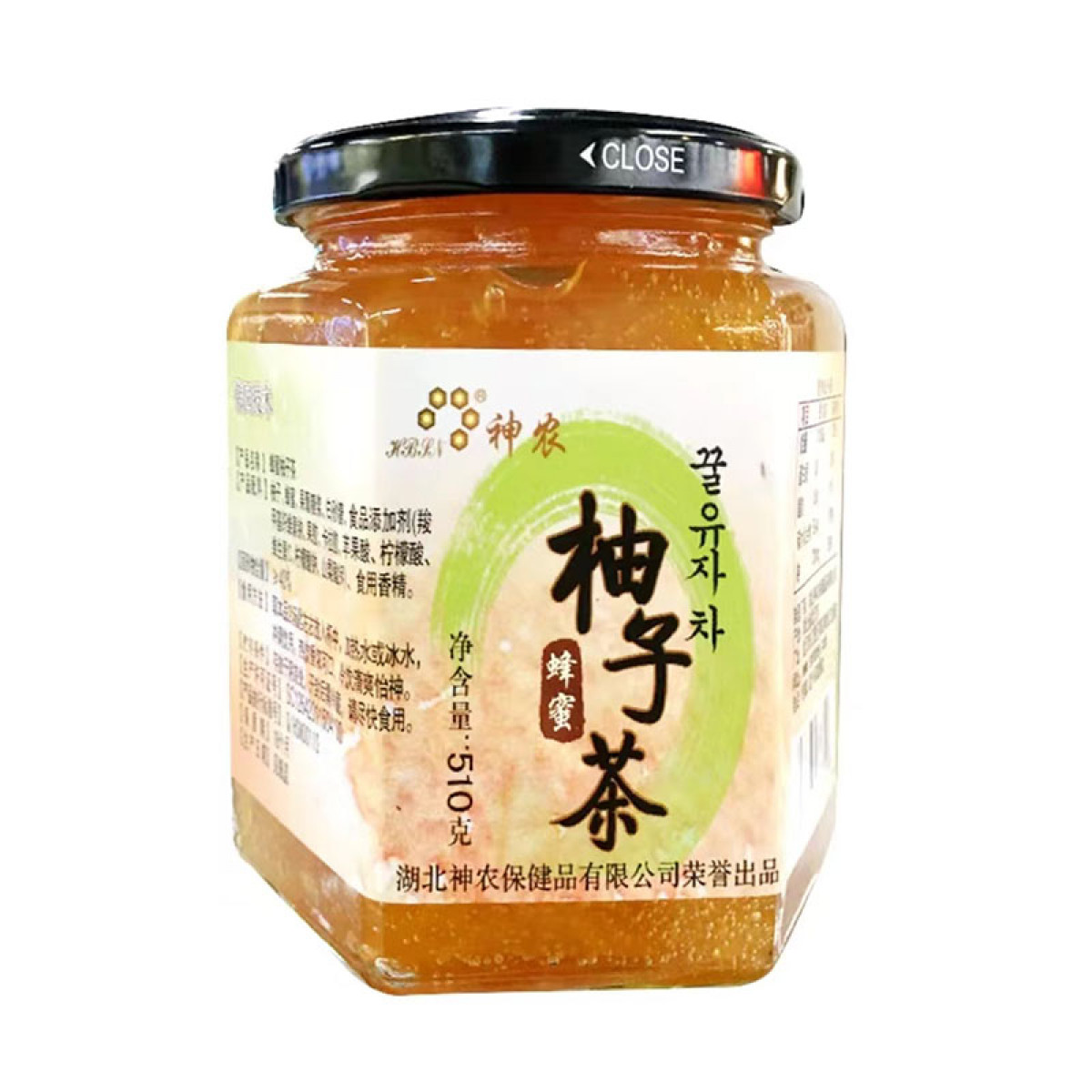 （中百）神农蜂蜜柚子茶510g罐装冲饮水果茶泡水喝的冲泡饮品