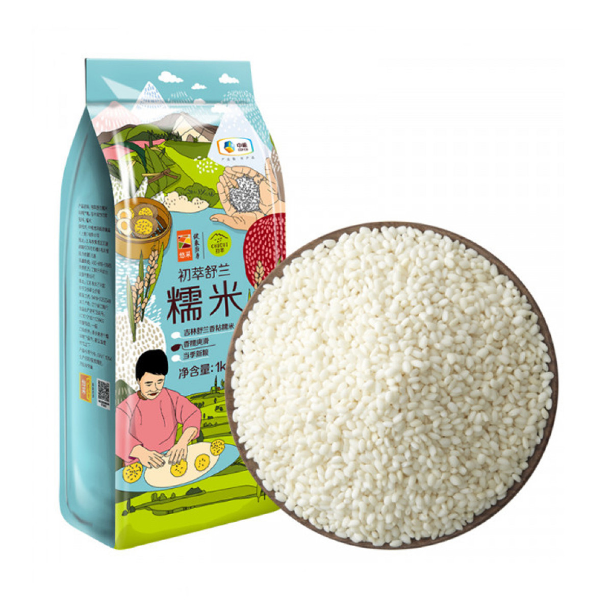 （中合誉品）中粮初萃舒兰糯米1kg 五谷杂粮 粽子米 东北糯米