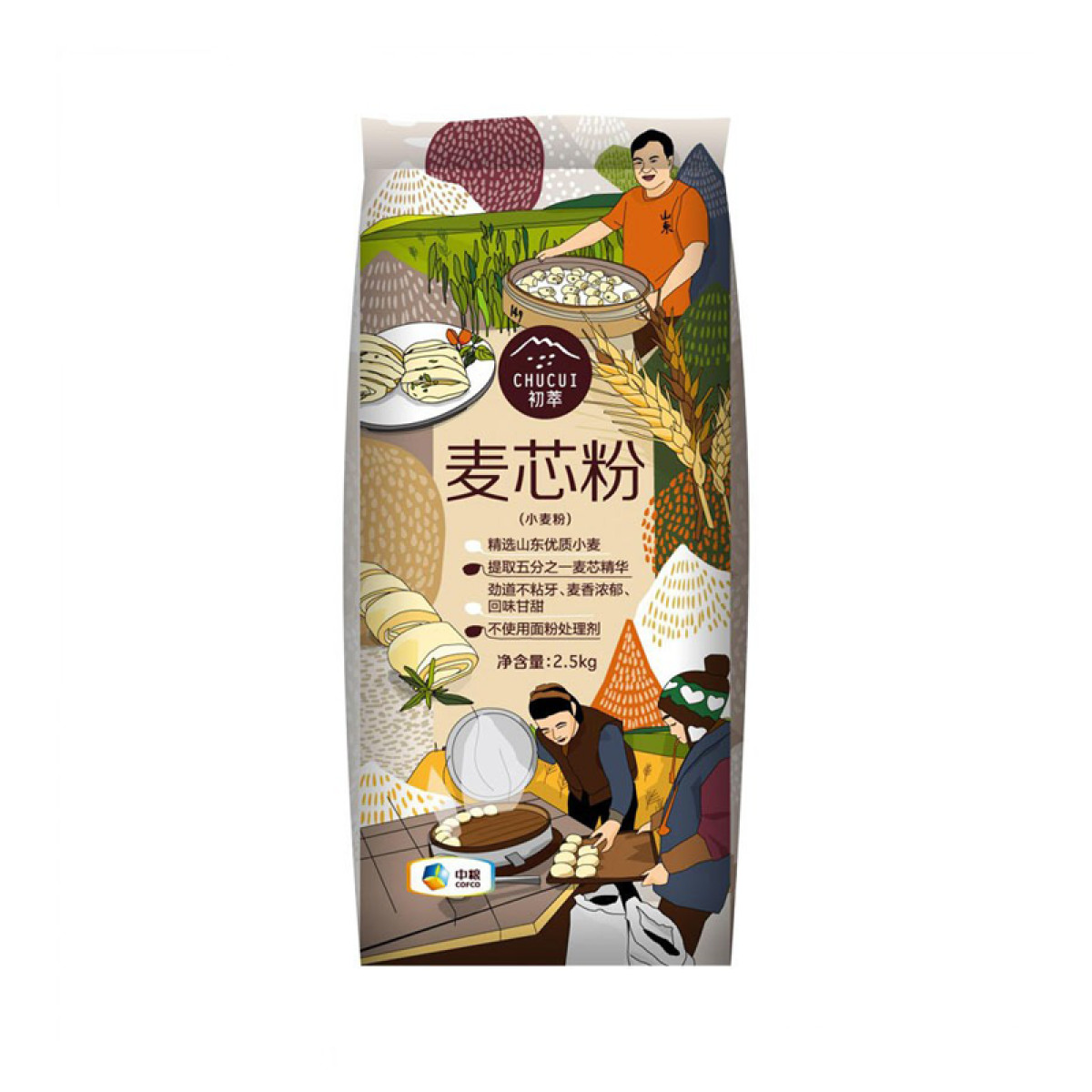 （中合誉品）中粮初萃麦芯粉2.5kg 山东优质小麦 馒头包子面条饺子通用