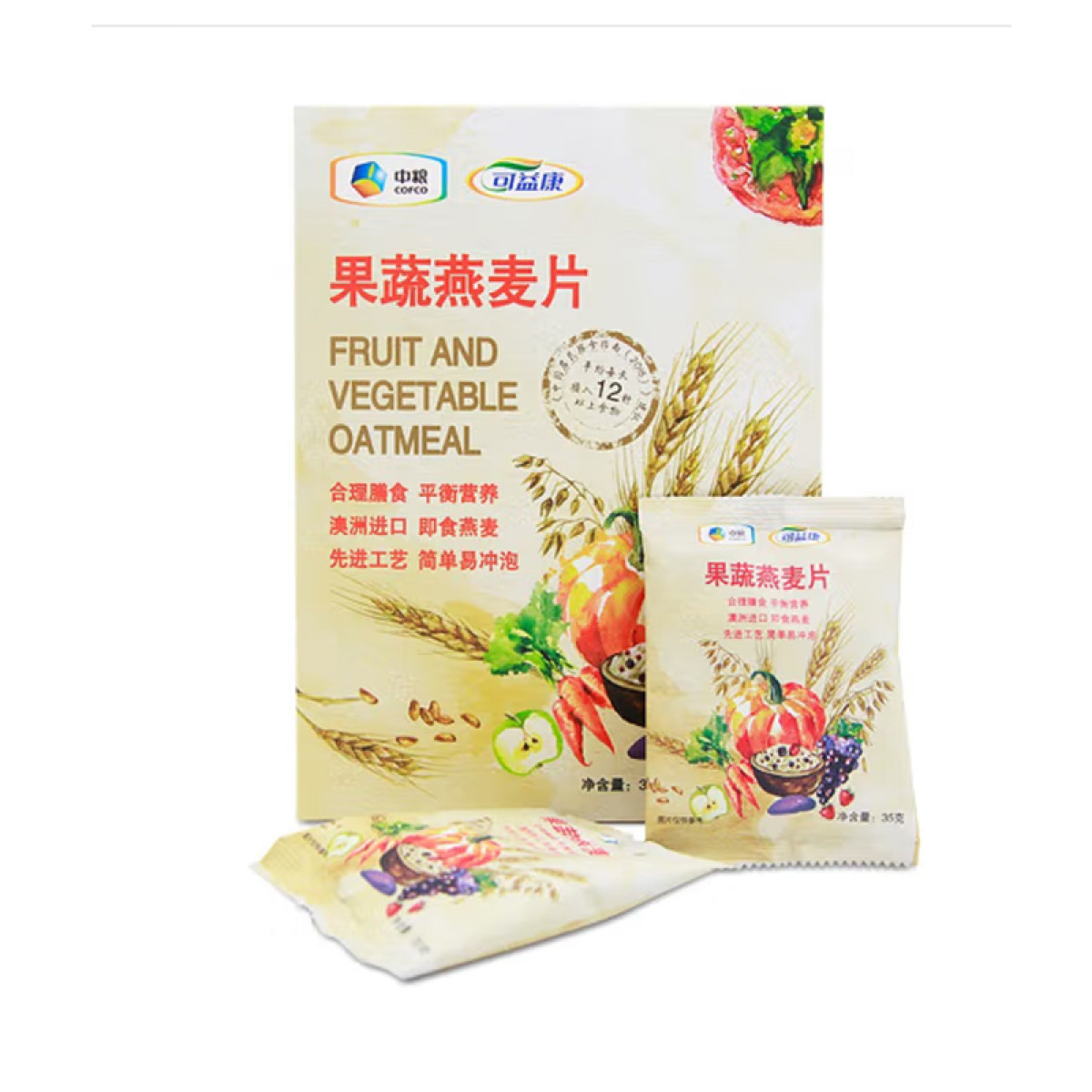 （超运·禾贸）中粮可益康果蔬燕麦片350g   水果蔬麦片燕麦片早餐食品冲饮速食营养代餐粉饱腹