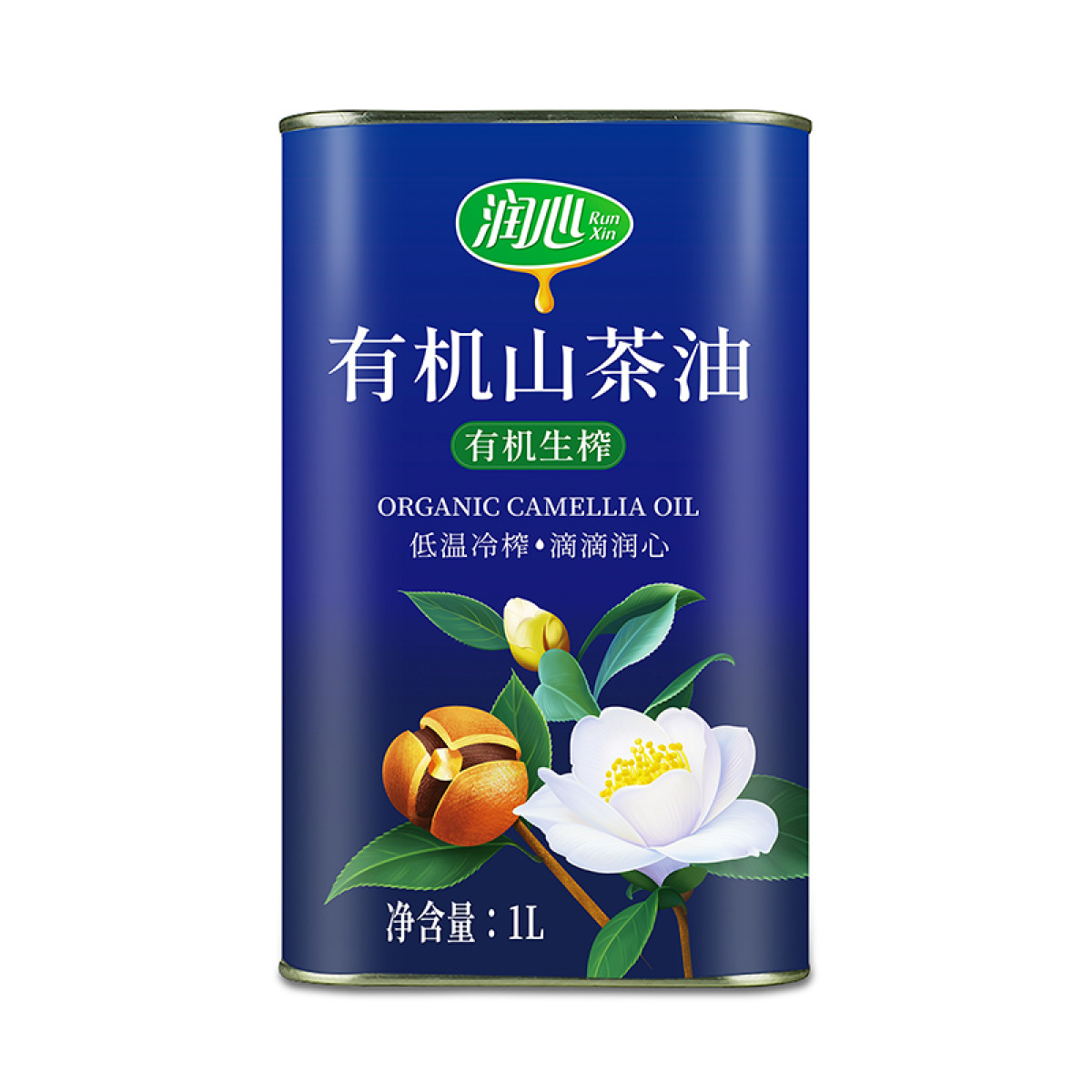 （超运·禾贸）润心有机山茶油铁桶1l 有机生榨山茶油