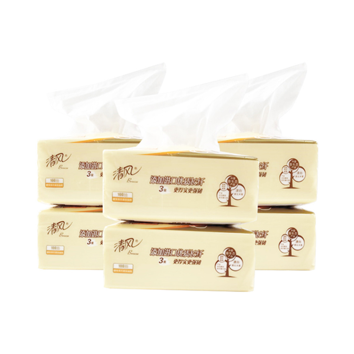 （中合誉品）清风萌宠系列亲肤抽纸6联包 原生木浆使用更安心