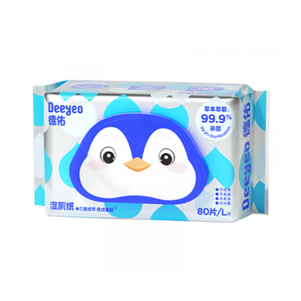 （中百）德佑 扁企鹅款湿厕纸 99.9%杀菌 80抽包(成人)