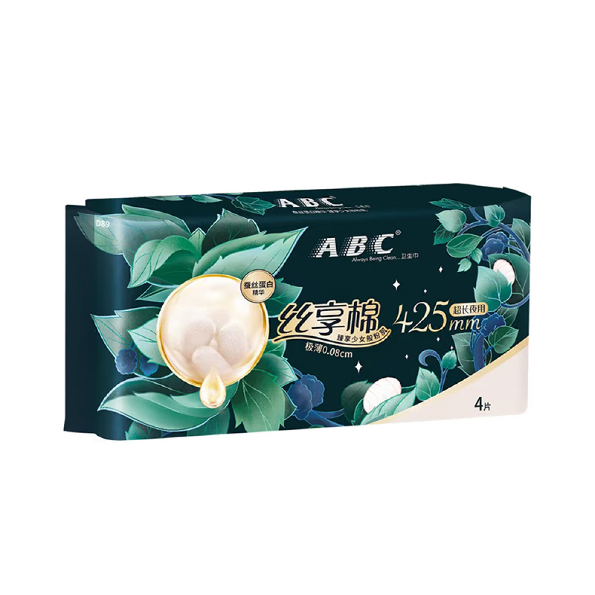 （健康快车）ABC超长夜用极薄棉柔表层卫生巾425mm*4片*15包 卫生巾夜用姨妈巾加长