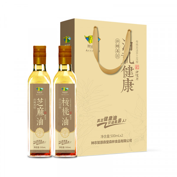 （原森堂）神农架油礼健康礼盒500mlx2  自然农法种植芝麻，传统工艺制作，香味十足