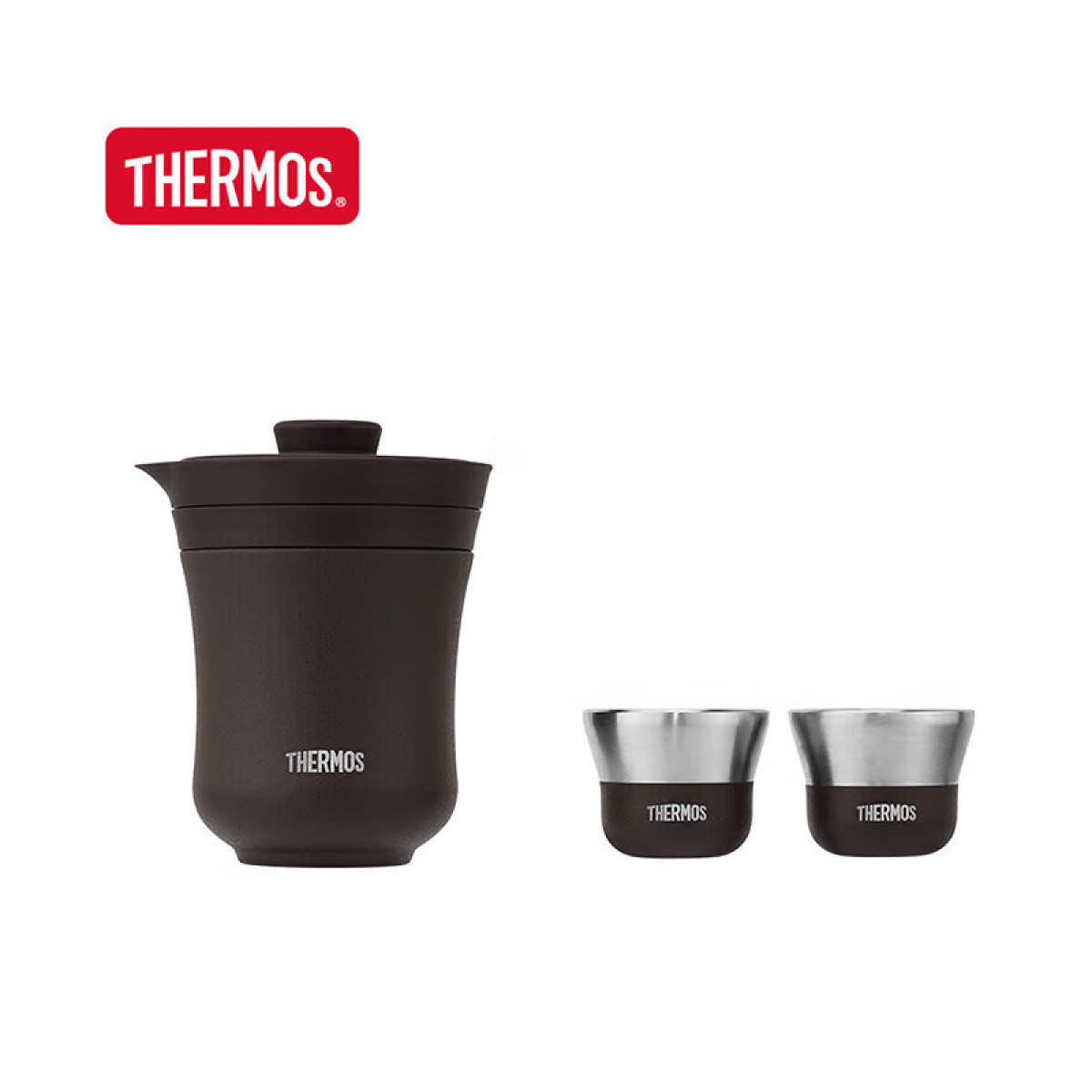 （超运·禾贸）膳魔师（THERMOS）茶旅套装户外露营茶具便携办公保温茶壶套装 TCMU-200  260ML+35ML+35ML咖啡色
