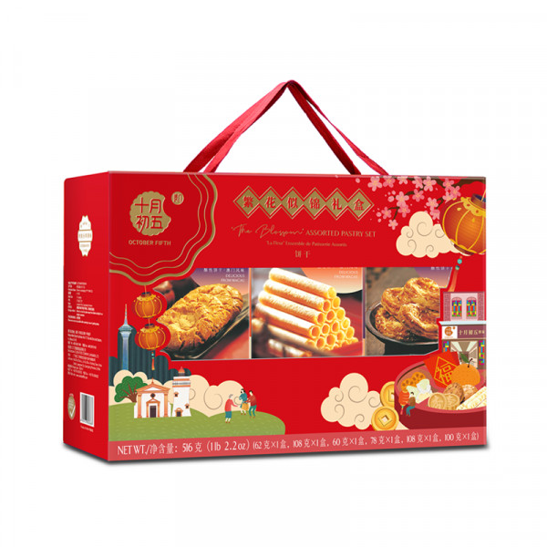 （康恩）十月初五繁花似锦礼盒638g鲍鱼酥蛋卷芝麻饼干点心组合综合口味