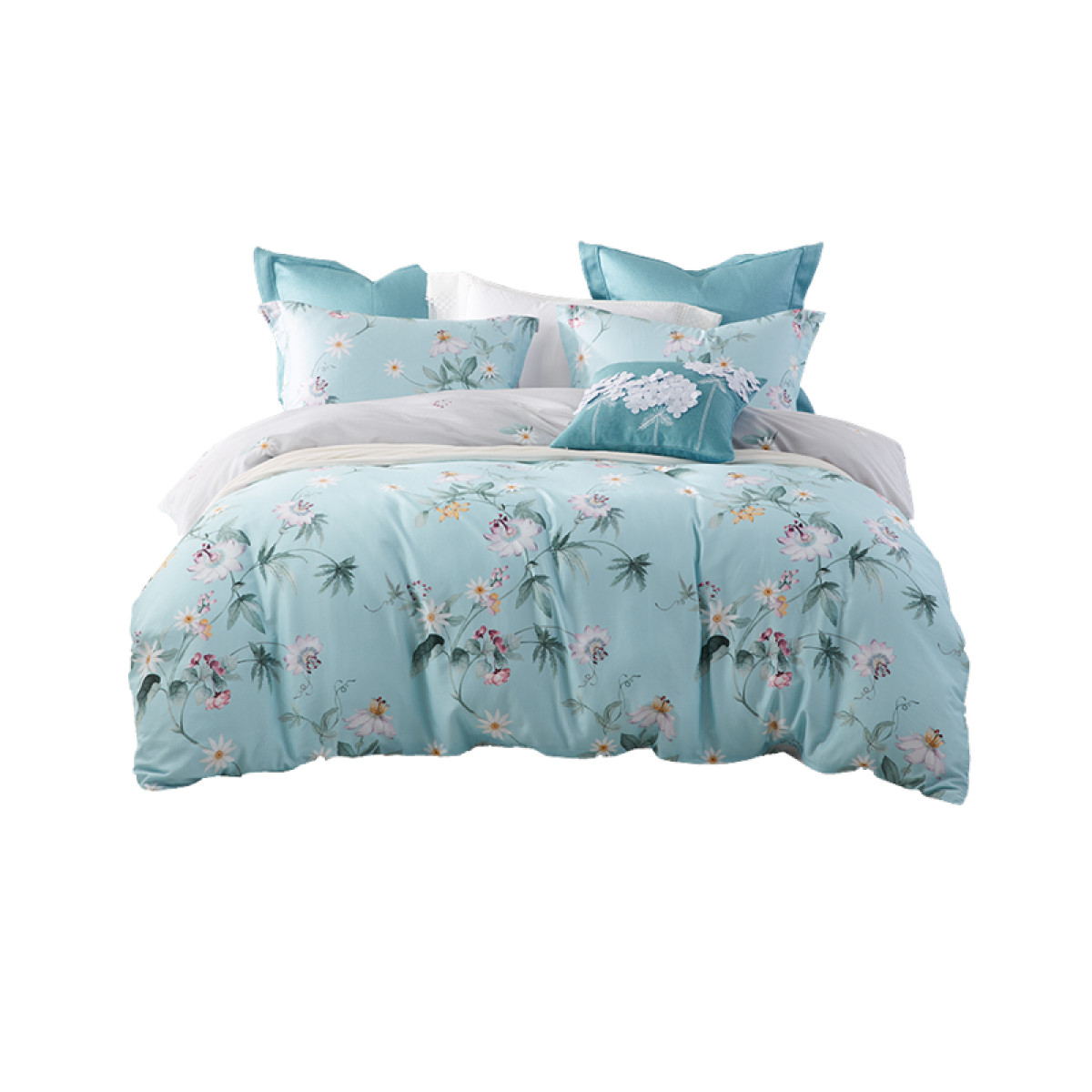 （康恩）梦洁纯棉印花四件套纯棉印花四件套家用全面床单被罩套装床上用品（芳芷）被套200*230cm 床单230*235cm 枕套50*70cm*2