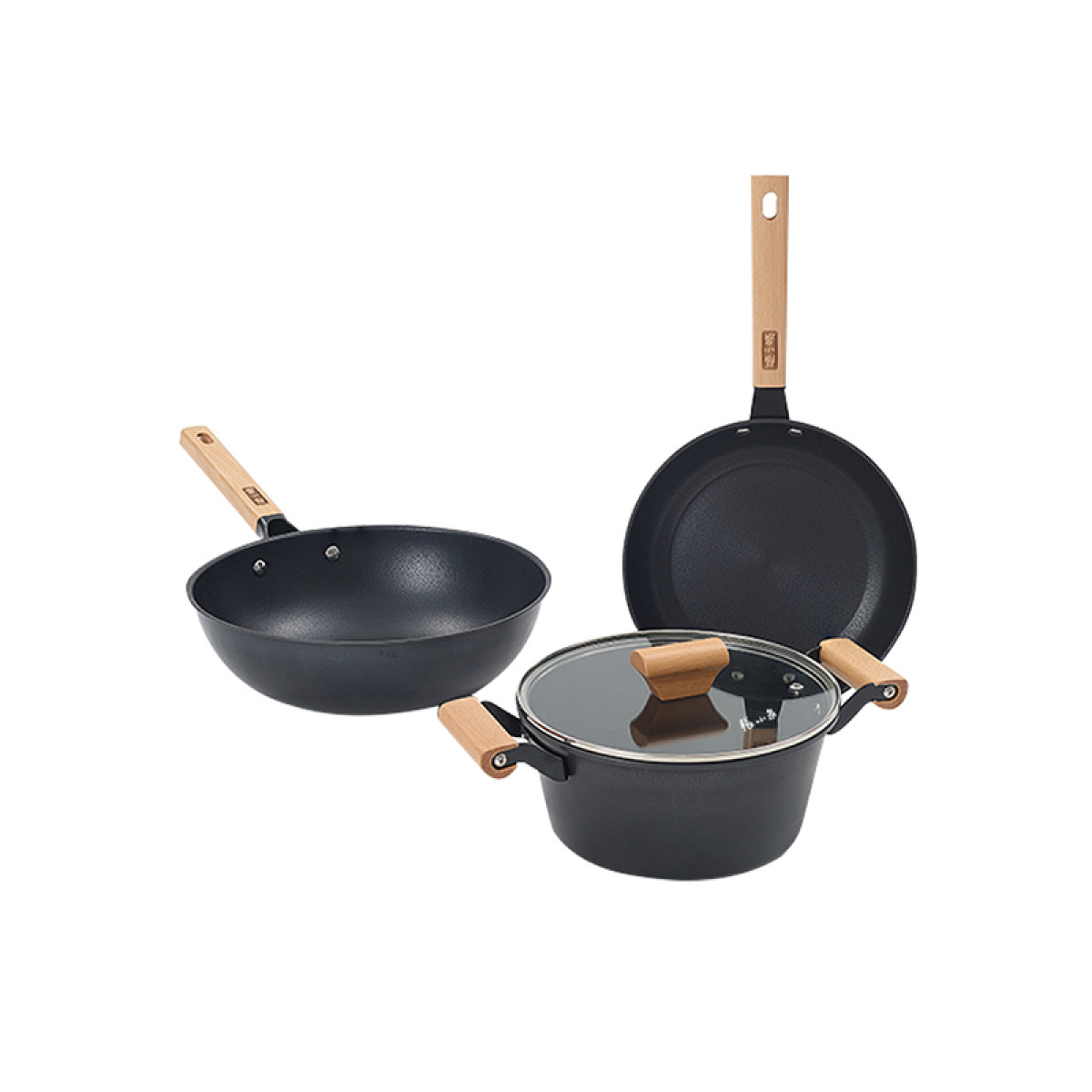 （康恩）张小泉悦享精铁系列锅具套装C35790100不粘锅家用炒菜锅无涂层30cm