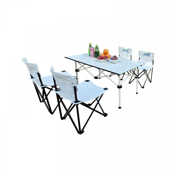 （康恩）德则户外折叠桌椅五件套露营野餐装备野餐米色白色DEZ-ZDZY18