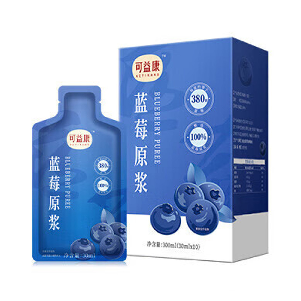 正大 （CP）可益康蓝莓原浆饮品300ml蓝莓原浆 蓝莓汁100%NFC果汁花青素饮料果饮 【全国包邮】