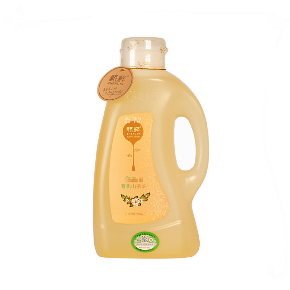 （中科惠橙）甄粹有机山茶油918ml 茶籽油家用食用油压榨油烘焙