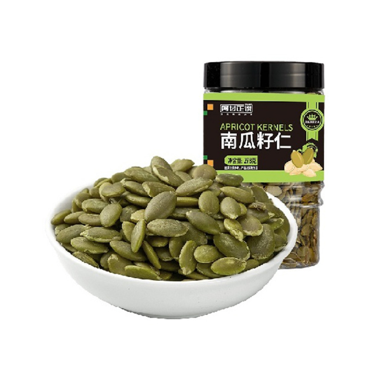 （巨邦佑）R+阿甘正馔 去壳南瓜子仁278g*2罐  坚果炒货休闲零食无壳瓜出游露营下午茶分享