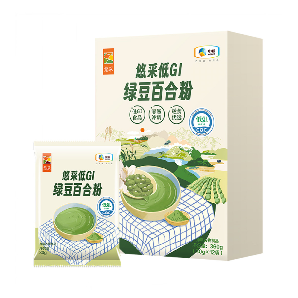 （中合誉品）悠采低GI绿豆百合粉360g  (30g*12包) 冲调谷物粉轻食代餐速食早餐