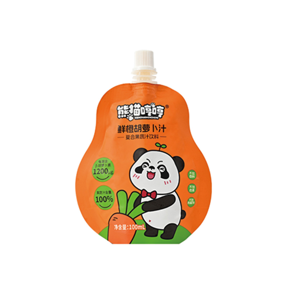 （巨邦佑）R+熊猫哼哼鲜橙胡萝卜汁(100ml*12袋) 护眼饮料儿童零食营养果汁1箱
