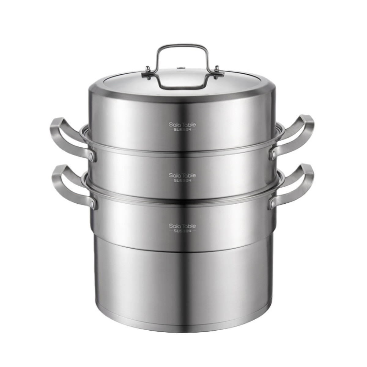 （世星阳光）+WY  苏拉食光 洛林系列欧式304不锈钢蒸锅30cm 不锈钢蒸锅家用大容量 三层蒸笼蒸馒头