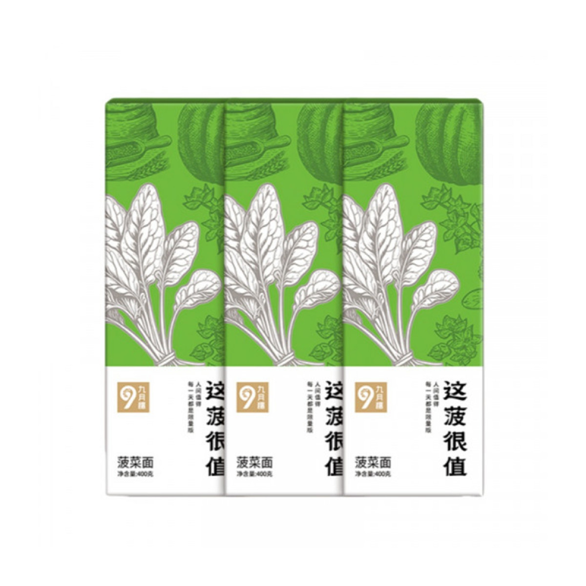 （世星阳光）九月穰 这菠很值·菠菜面400g*3 蔬菜面条细面