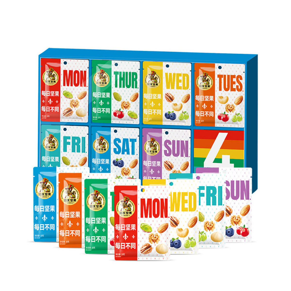 （超运·禾贸）如水每日坚果每日不同（4周装）560g  健康休闲食品零食下午茶点 每日坚果每日不同