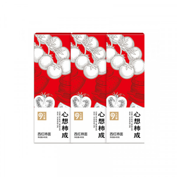 （世星阳光）九月穰 心想柿成·西红柿面400g*3 蔬菜面条 细面