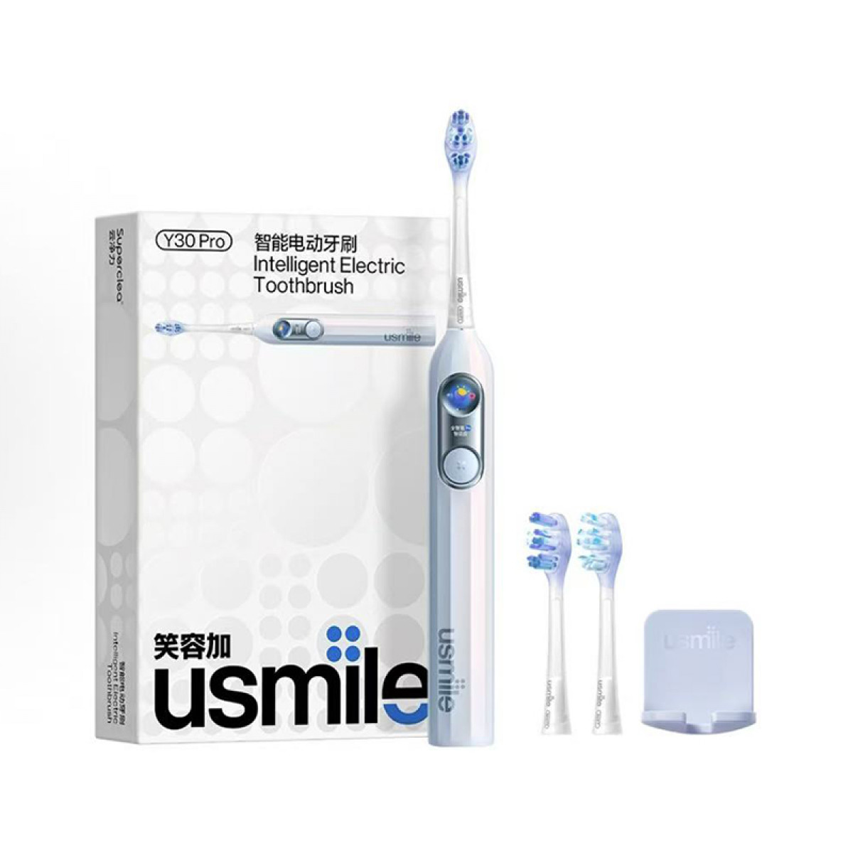 （超运·禾贸）usmile笑容加电动牙刷（成人）Y30 PRO极光蓝  新动力大摆幅 全智能模式 情侣送男女友礼物