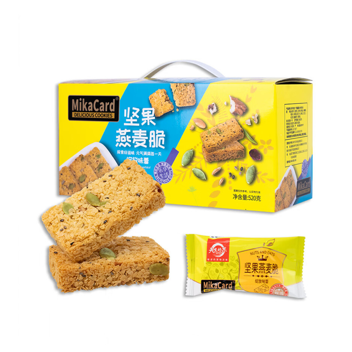（中合誉品）天生好果MiKACARD 坚果燕麦脆520g 立小包休闲零食代餐小吃
