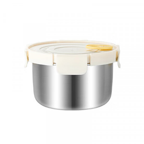 （巨邦佑）BJ+物芯质造OVIV 316L萌趣保鲜盒本色 （米白盖） 带刻度线密封防漏