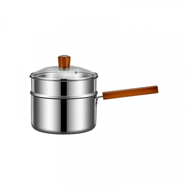 （巨邦佑）BJ+物芯质造赛马Smart 316L多层钢奶锅 带蒸格防烫手柄不锈钢小汤锅易清洗