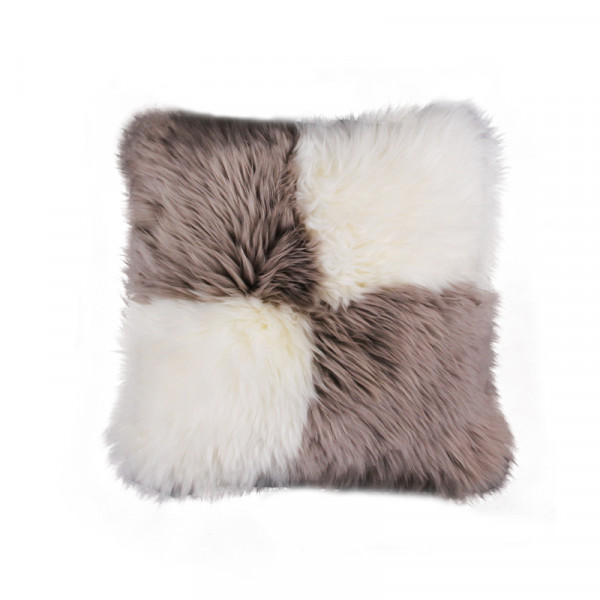 （巨邦佑）BJ+AusGolden 维斯比方格羊毛靠枕套(不带枕芯）45*45cm 面料:100%澳洲羊毛皮 底布麂皮绒 坐垫进口羊毛垫办公室椅垫冬季毛绒皮亲肤柔