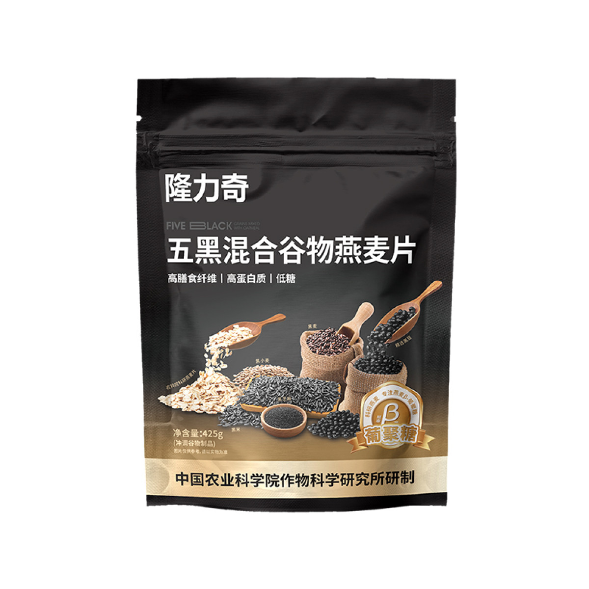 （巨邦佑）BJ+隆力奇 五黑混合谷物燕麦片425g*3袋 高膳食纤维高蛋白低糖