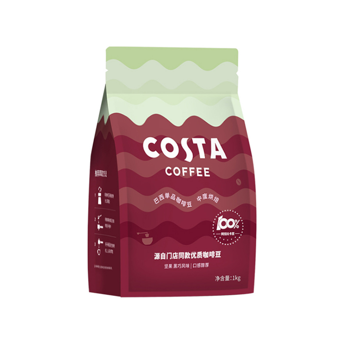 （巨邦佑）BJ+COSTA 单产地巴西豆 1kg 100%阿拉比卡中烘焙豆精品巴西单品豆