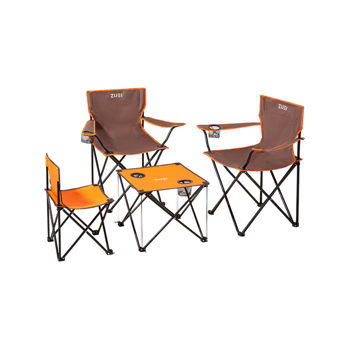 （巨邦佑）BJ+卓一 潮乐时光户外折叠桌椅四件套 ZY-2401Y 露营拼色防滑设计