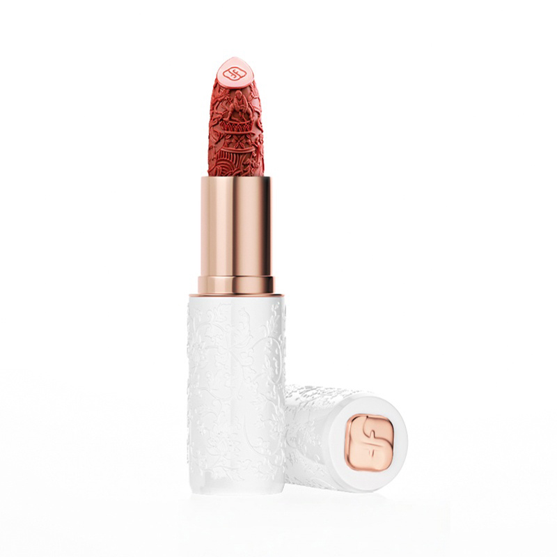 （世星阳光）+花西子 花露玲珑陶瓷口红 油溶樱花版 M212柿红锦 3.5g 色质雅正 着色匀称  质地软糯 上唇轻如羽毛