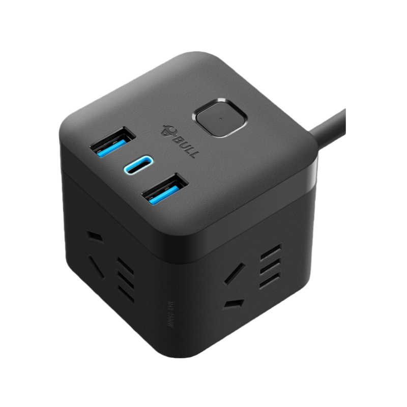 （世星阳光）+公牛 魔方插座(氮化镓B267) Type-c+USB+3插孔 全长3米黑色 UU2303H