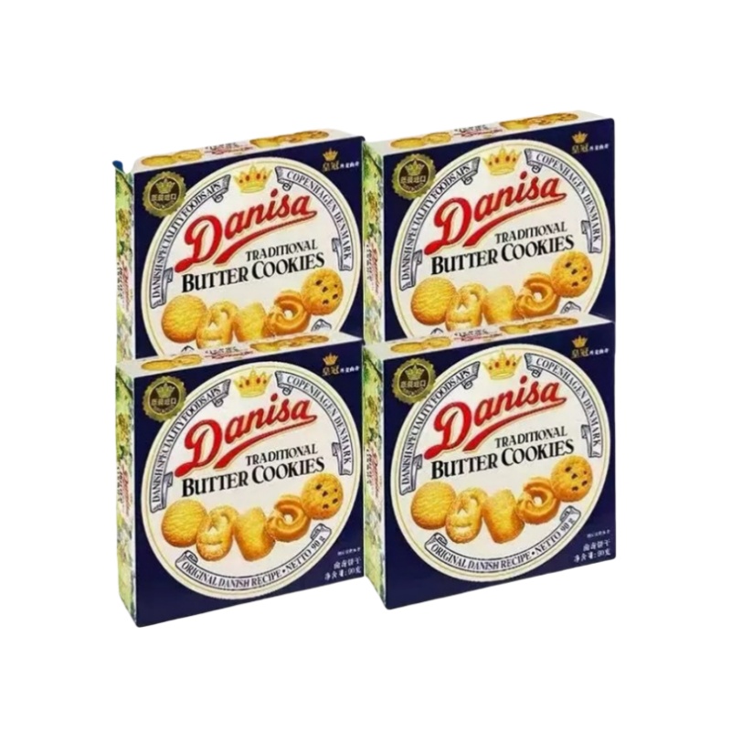 （世星阳光）皇冠（danisa）丹麦曲奇黄油饼干原味90g*4盒 黄油香味浓郁 色泽金黄诱人 口感松脆好吃  匠心烘焙致赏美味