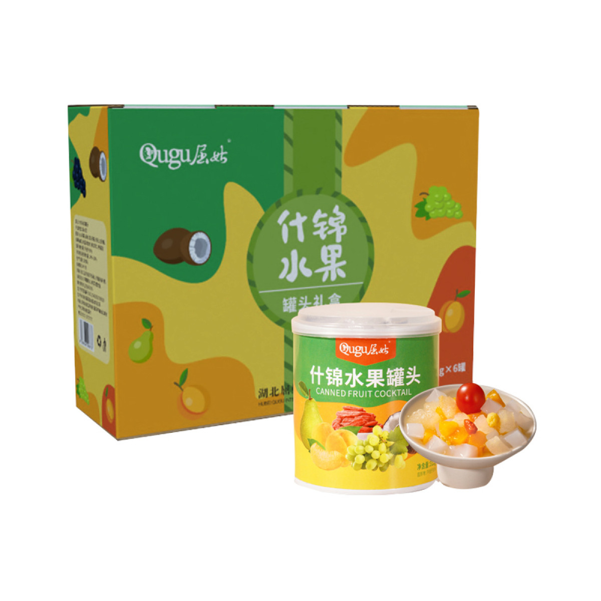 （中科惠橙）屈姑什锦水果罐头312g*6 水果罐头开罐即食