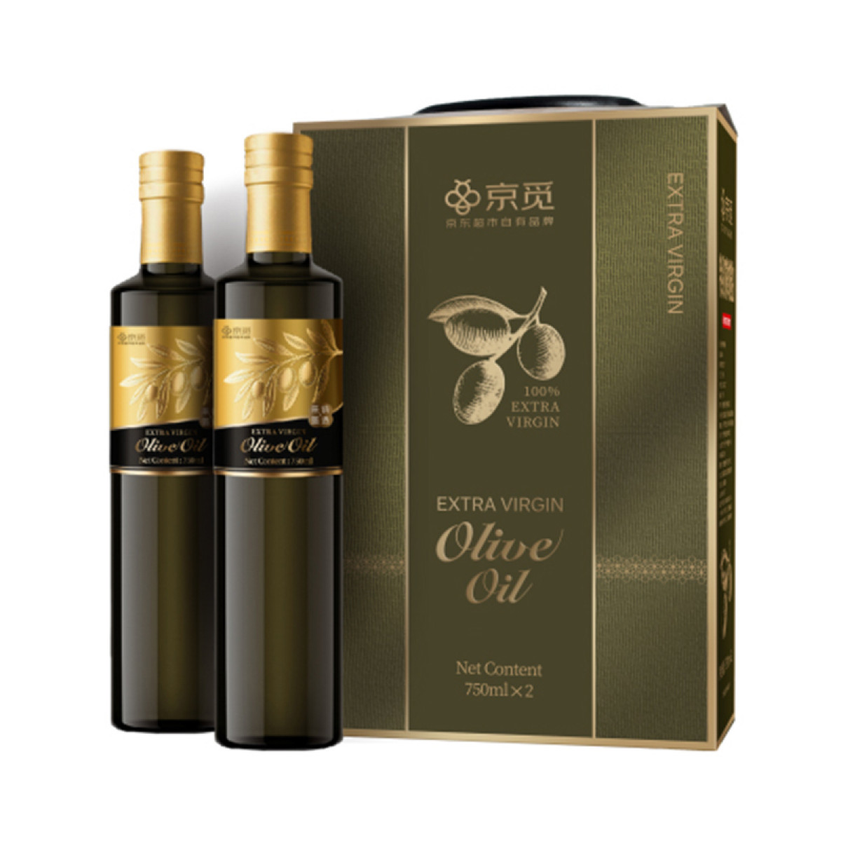 （超运·禾贸）京觅特级初榨橄榄油 （特级精品）礼盒装 750ml*2  升级款西班牙原油进口