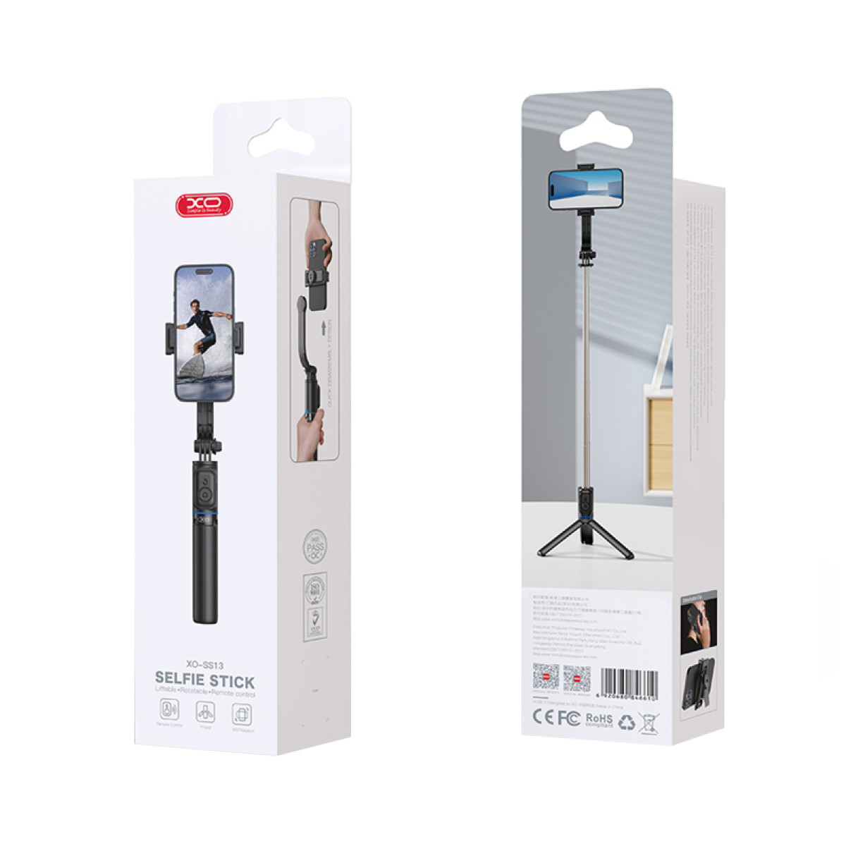 正大（CP）-XO带三角架多功能一体蓝牙自拍杆SS13助拍器通用支架一体式网红拍照适用于华为苹果专用多功能蓝牙【全国包邮】