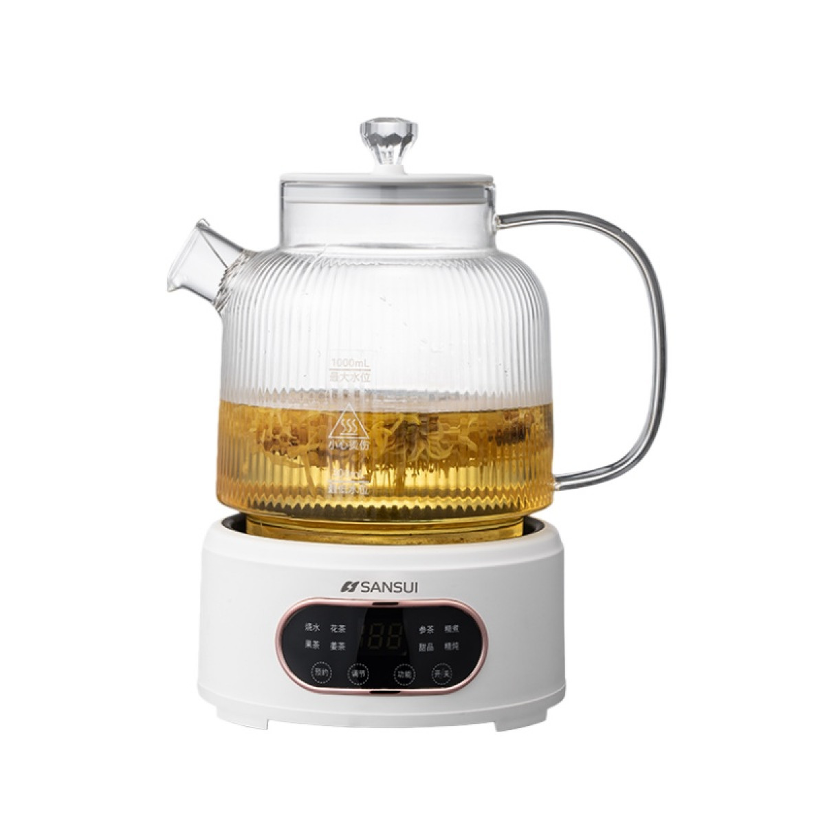 （世星阳光）SANSUI山水 智能分体养生壶1L 白色 KT-1840 全玻璃养生多段炖煮 准确控温 健康煮水分体式玻璃壶 全玻璃壶身 无异味 无水垢 无糊底