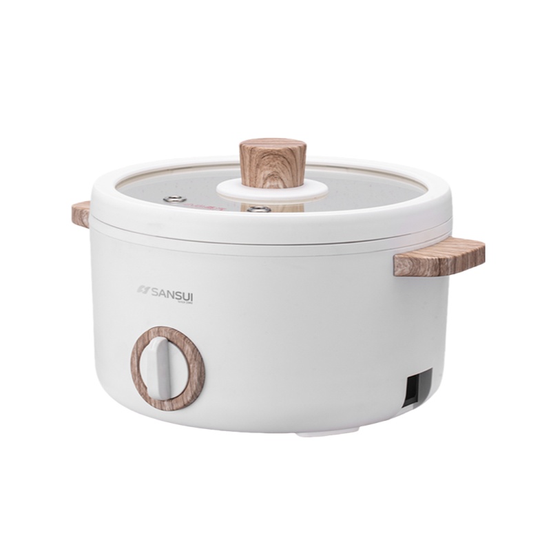 （世星阳光）SANSUI山水 电煮锅1.5L SD-63B 纯净白 多功能电煮锅 开启味蕾跳跃生活 木纹元素搭配月白色极简设计 自带艺术感 陶瓷油内胆