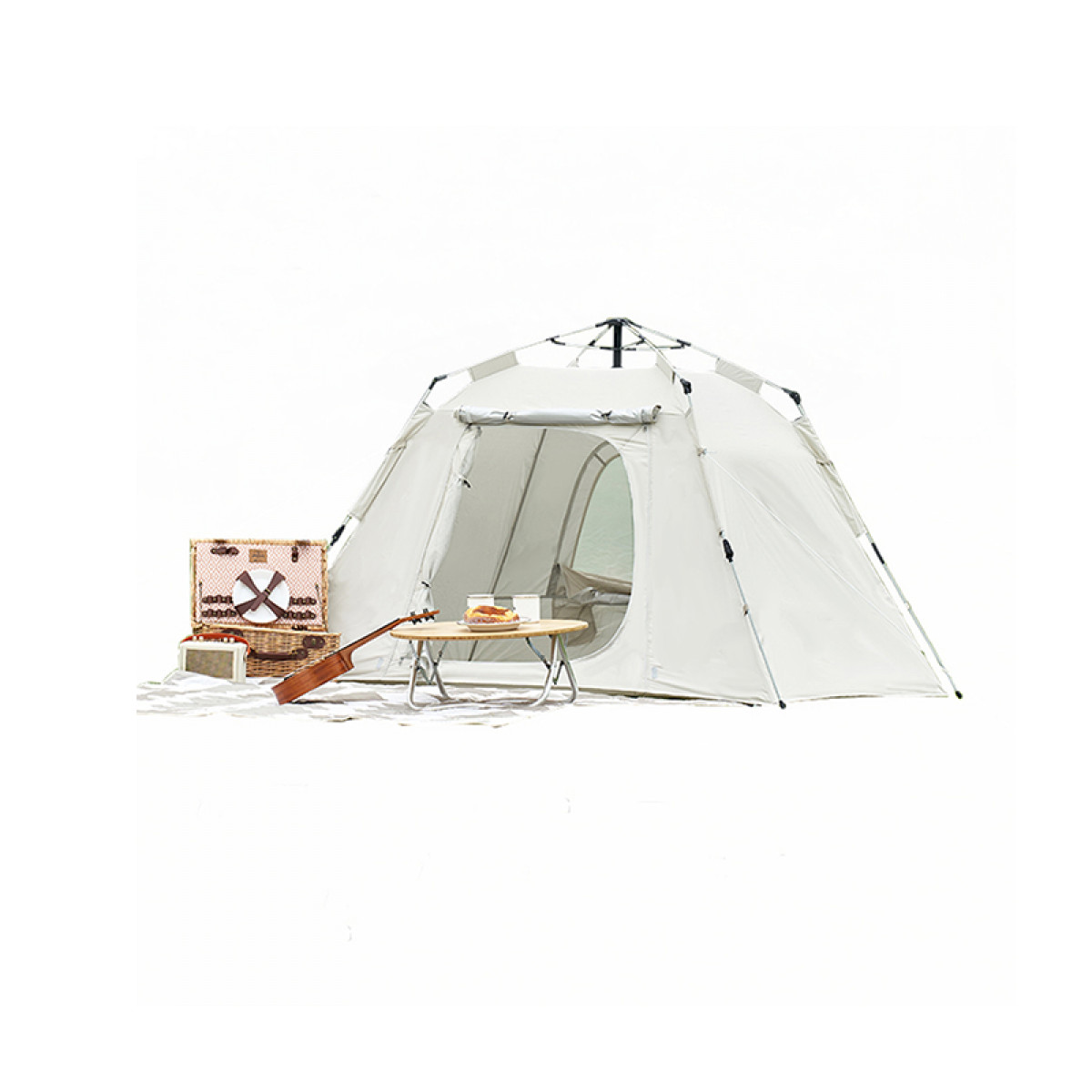 （康恩）牧高笛零动自动速开帐篷双层防晒130晨雾白NX23561011