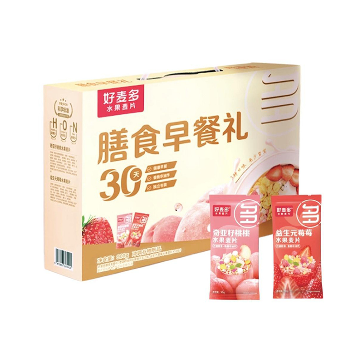 （康恩）好麦多奇亚籽燕麦片独立包装养生即食送礼长辈礼盒膳食早餐礼900g