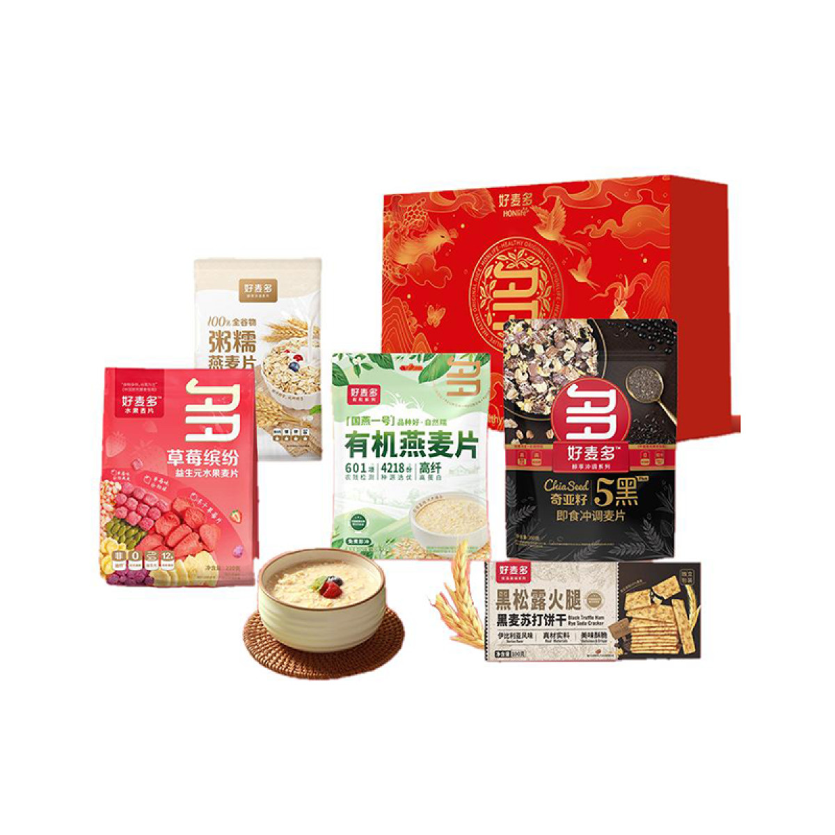 （康恩）好麦多奇亚籽燕麦片独立包装即食礼盒心享健康谷物大礼盒1198g